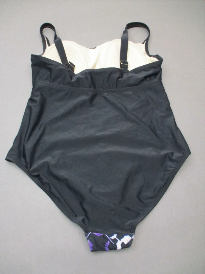 Ava & Viv Talla 14w Traje de baño de una pieza con forro floral floral negro/azul marino para mujer 6E Foto 3 de 4