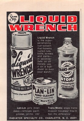 Liquid Wrench Lan-Lin Trans Medic Radiator Specialty Co NC Vtg Magazine Print Ad