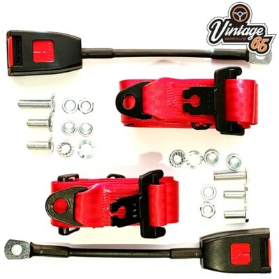 Classic Triumph Front Sicherheitsgurt Set 3-Punkt Statik E Zulassung Rot Paar