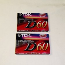 2 Pack TDK D60 High Output IECI Type I Blank Cassette Tapes new, sealed 