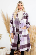 Women's Plaid Oversized Duster Shacket With Pockets
