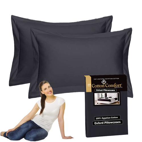 4 Pair 400 TC 100% Egyptian Cotton Housewife Pillowcases Grey Oxford Pillow Case - Picture 25 of 29