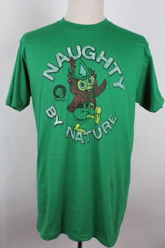 woodsy owl naughty by nature green 100% cotton t shirt size