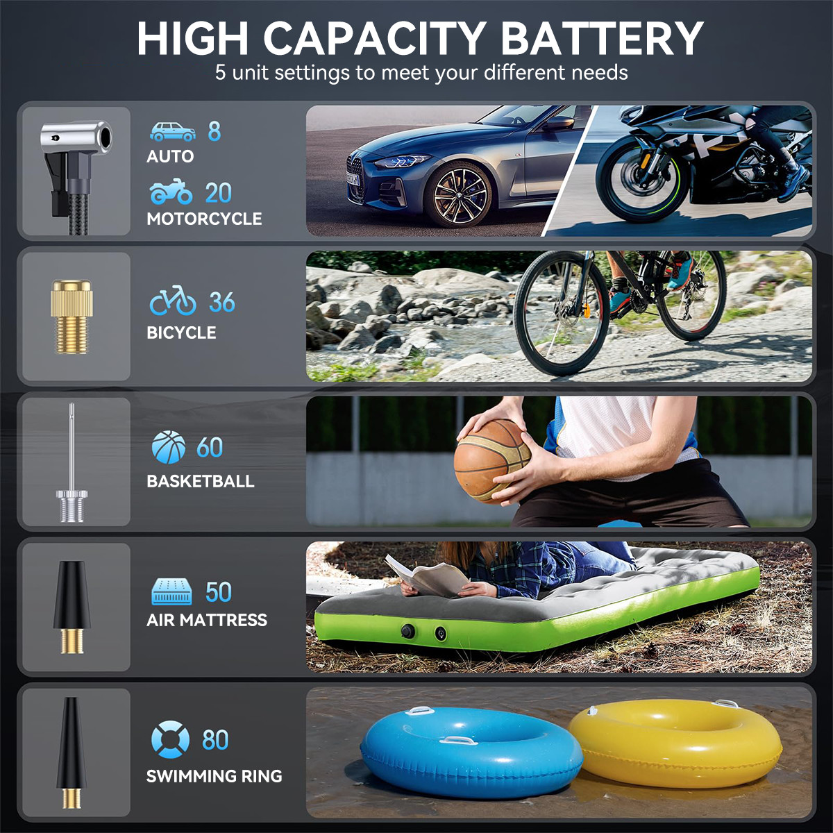 8000A Car Jump Starter With Air Compressor Pack Booster 12V Power Bank