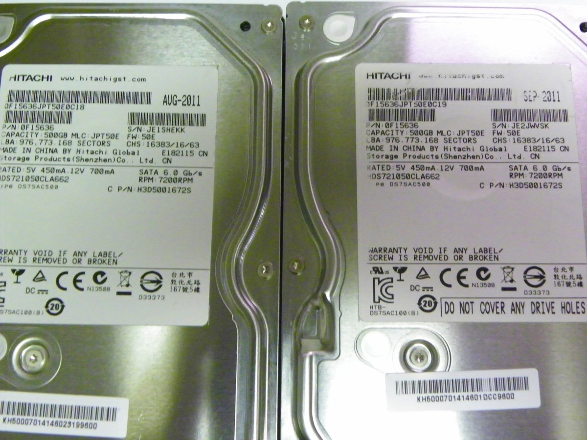 Hitachi HDS721050CLA662 P/N:0F15636 MLC: JPT50E 500GB 3.5