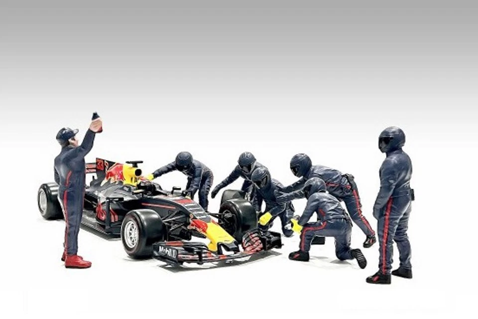 FIGURA FÓRMULA UNO F1 PIT CREW TEAM AZUL SET III 1/18 DIORAMA AMERICANO 76558 Foto 2 de 4