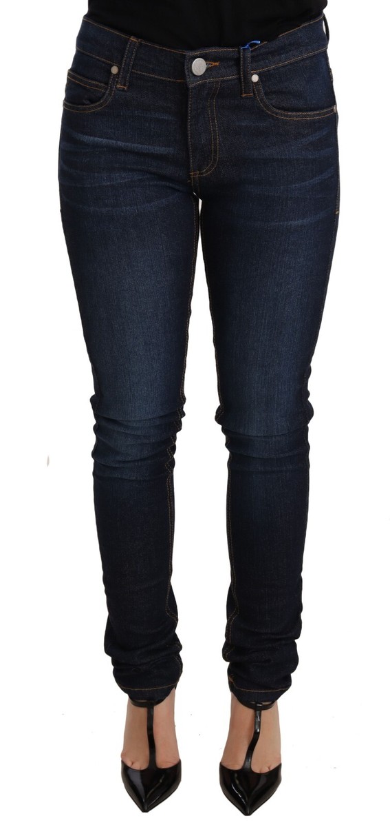 【関税&送料込み】Versace Tailored Blue Cotton Jeans VERSACE JEANS COUTURE Jeans Dark Blue Cotton Low Waist