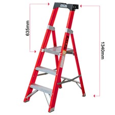 NEW! Heavy Duty Electricians Fibreglass Step Ladder Platform 3 Tread 1.34m EN131