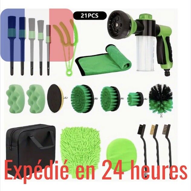 Kit nettoyage voiture 21 pièces pour éliminer la poussière incrustée et les poils de chien
