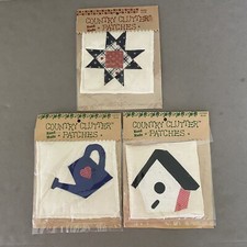 NWT 3 Hand Made Country Clutter Patches - Quilt Star / Watering Can / Birdhouse