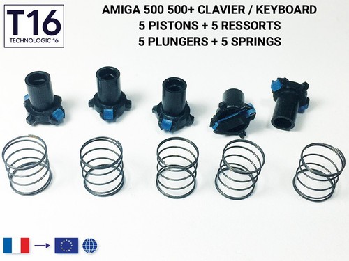 AMIGA 500 ➜ 5 Black Plungers / Pistons + 5 Springs / Ressorts - Bild 1 von 1