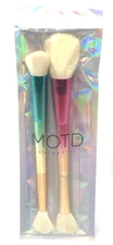 MOTD Cosmetics Party Of Two Dual Ended Face Brush Set Sealed Blush Contour Blend