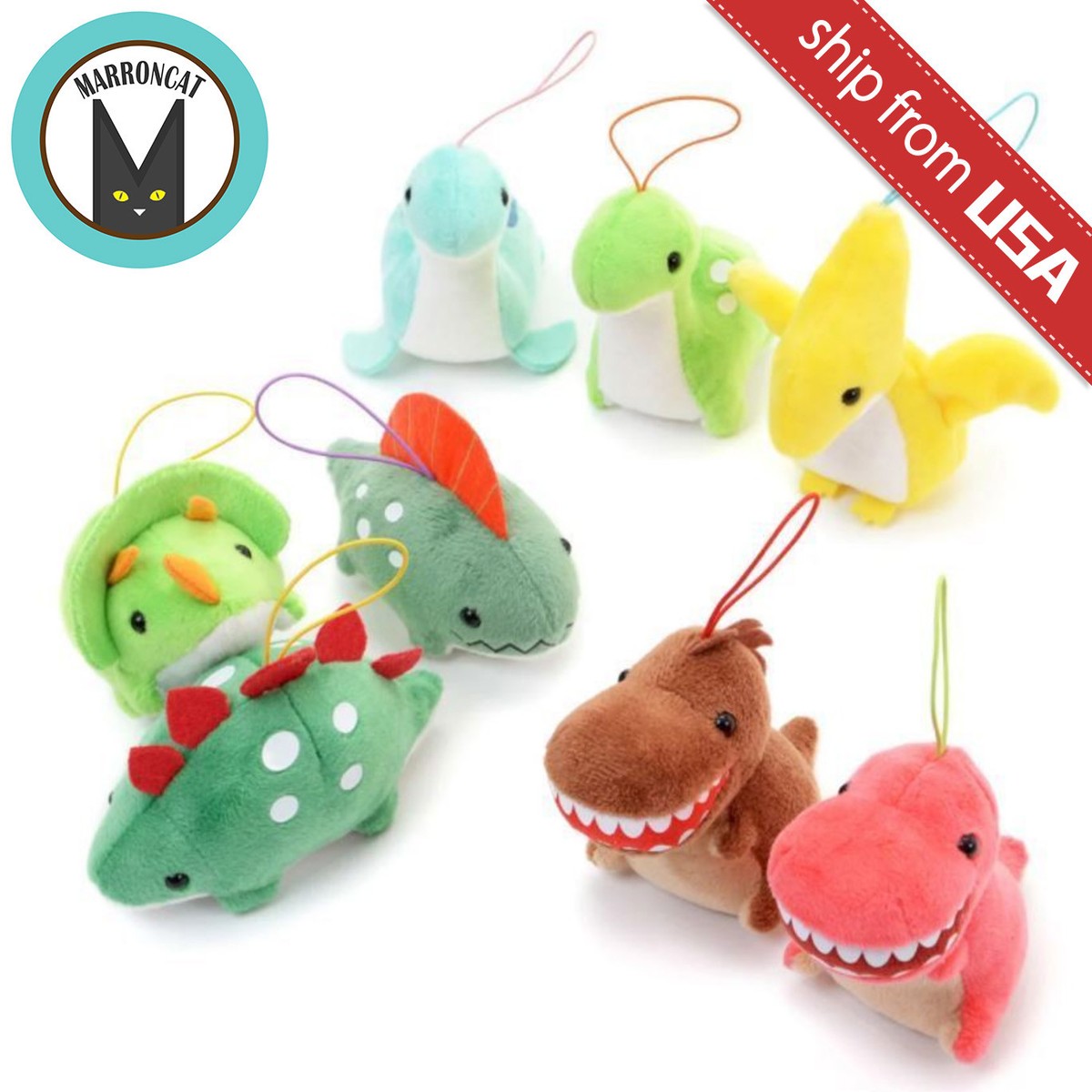 Japan AMUSE Dinosaur Kingdom Mascot Plush Charm Strap Kawaii Cute