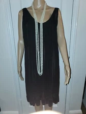 NICOLE BENISTI BLK FLAPPER/GATSBY DRESS SILK PLEATED CHIFFON  SLEEVELESS  size L