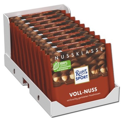 (18,32 /1kg) Ritter Sport Voll-Nuss, Schokolade, 10 Tafeln je 100g