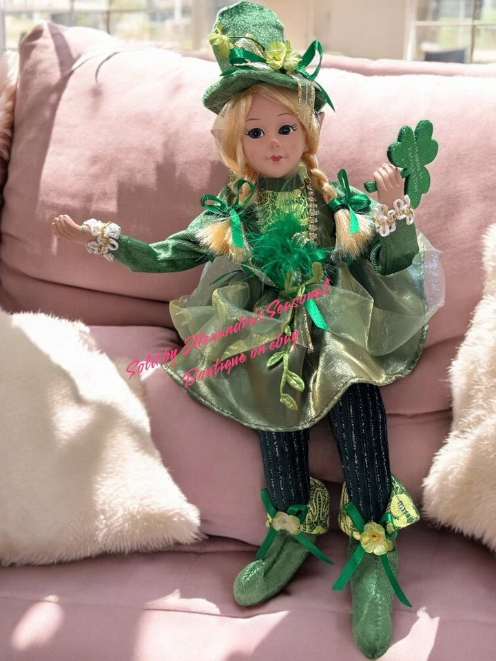 "Cuidador de estante de hadas elfos del día de San Patricio 15"" posable sobremesa decoración Pixie" Foto 3 de 4