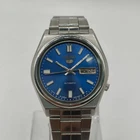 Seiko 5 Automatic 7009 Blue Dial | Vintage Stainless Steel Day Date Watch Japan