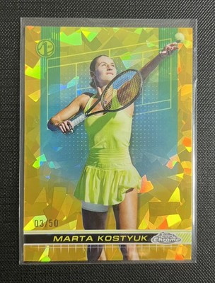 2024 Topps Chrome Tennis Marta Kostyuk Gold Sapphire Refractor /50 1st CG48