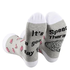 2 Pairs Speech Therapy Socks Therapist Appreciation Gift for Pathologist