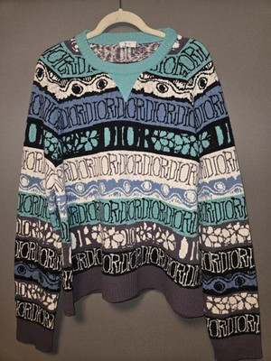 Dior × Stussy Shawn Jacquard Wool Sweater Size X3L Fits L-Xl