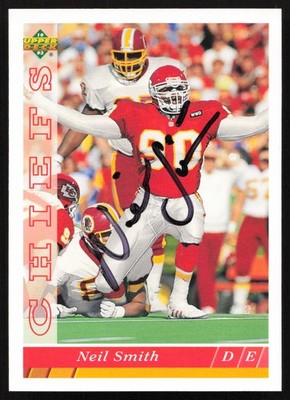 Neil Smith Autographed 1993 Upper Deck Card #450 Kansas City Chiefs