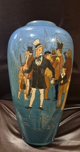 Vintage  Ceramic  Vase,  c1898 Weller Pottery Co  Dickensware  David Copperfield
