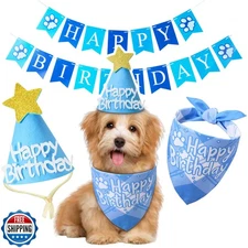 Goherii Dog Birthday Party Decoration, Pet Birthday Bandana Set - Includes Bi