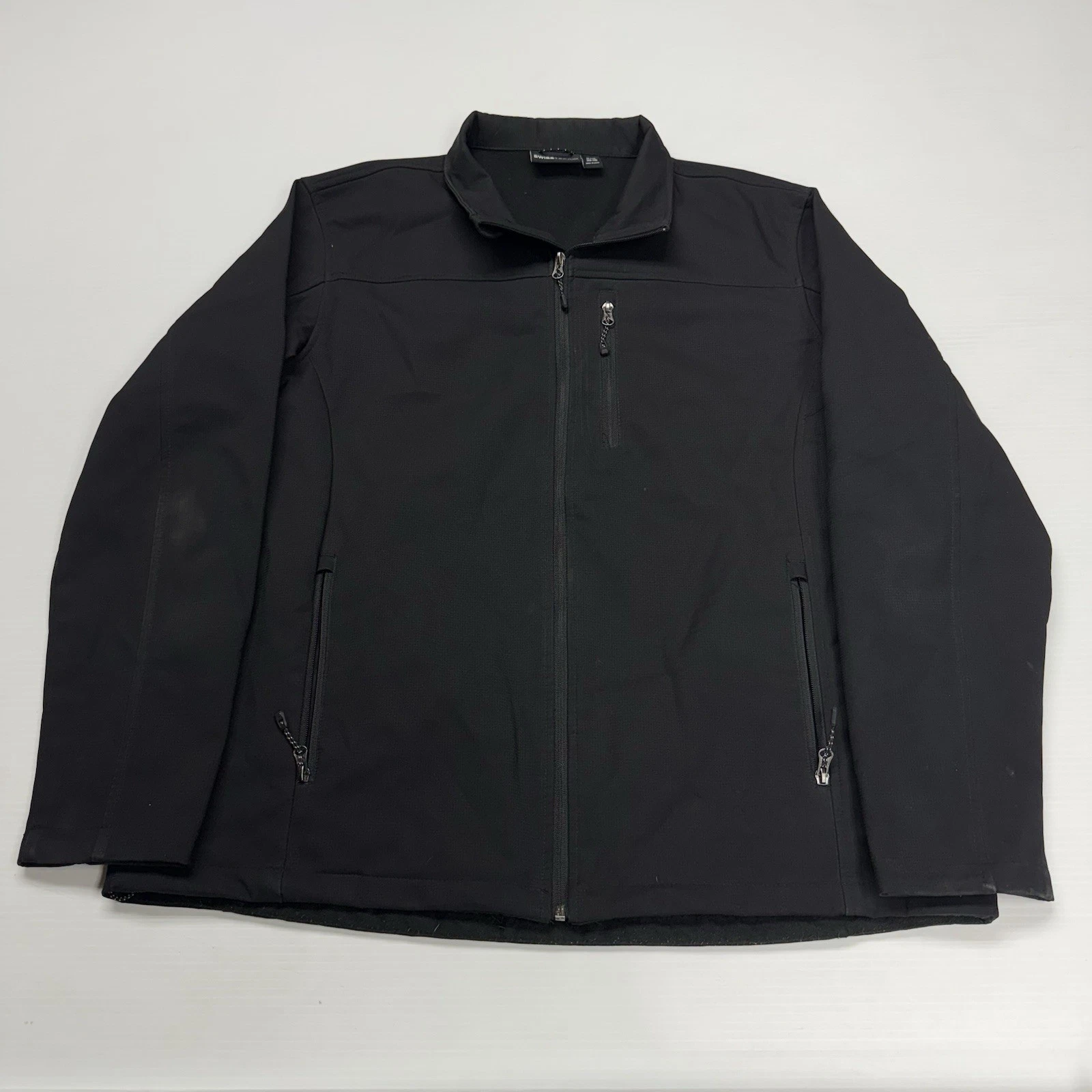 SwissTech Fleece Lined Zip Up Mens Shell Jacket XL Black Athletic Professional