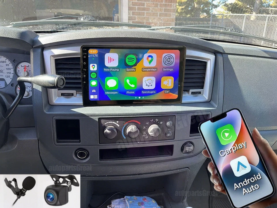 For 2006-2008 Dodge Ram 1500 2500 3500 CarPlay  Android 13 Car Radio Stereo GPS - Image 2 of 4