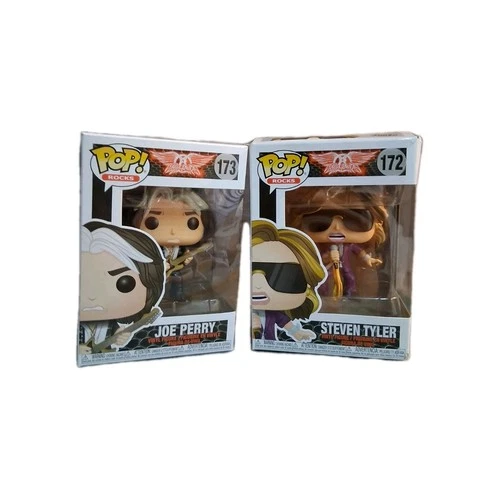 Funko POP! Rocks Aerosmith #172 Steven Tyler & #173 Joe Perry Set Vaulted NIB
