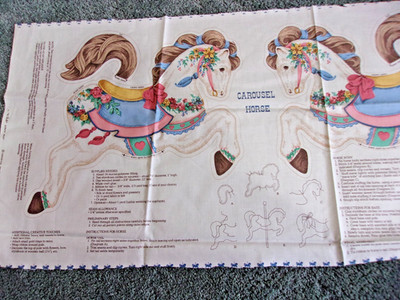 Cut & Sew Fabric Panel CAROUSEL HORSE VIP Cranston Print Works Applique New