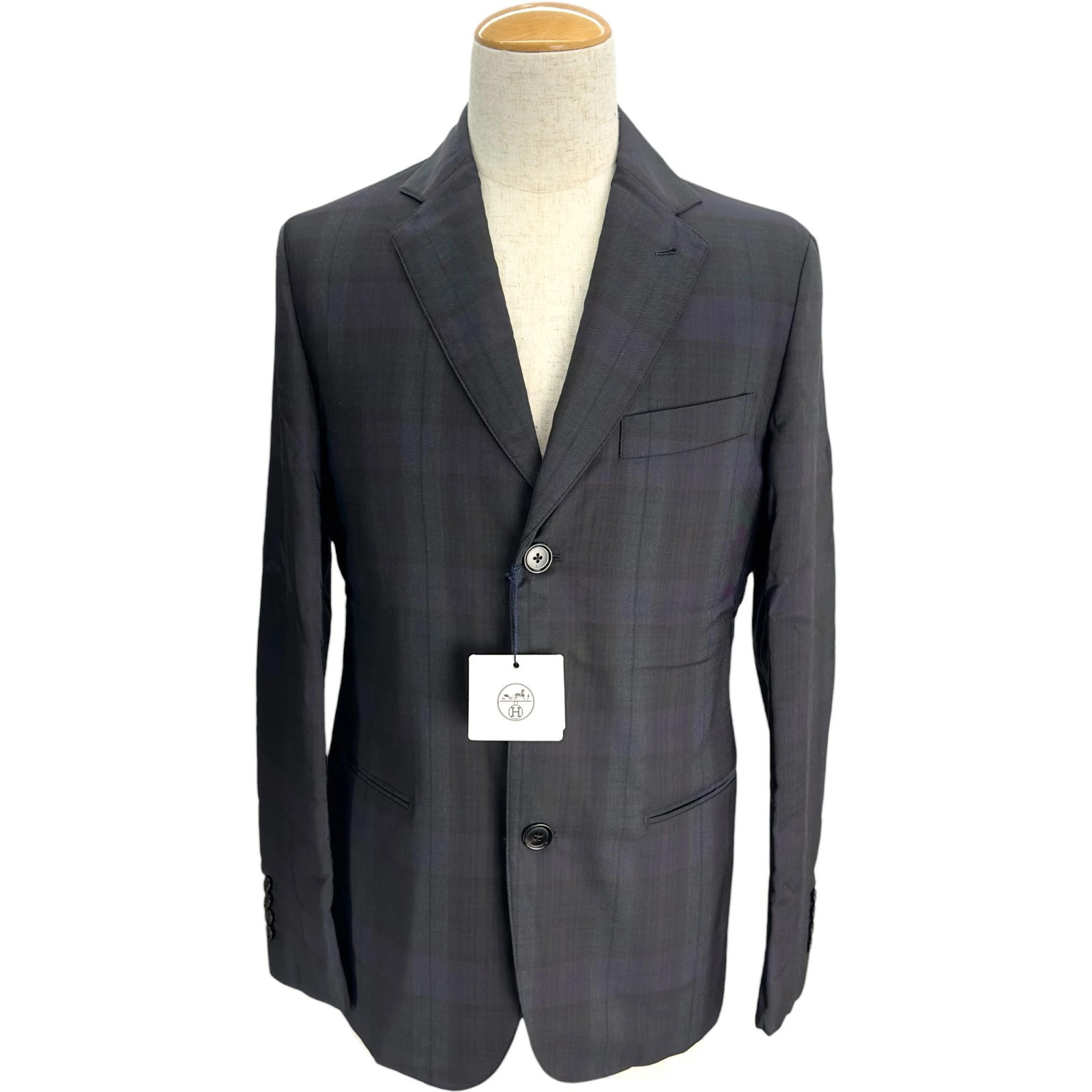 Hermes HERMES Check Pattern Tailored Jacket Black… - image 1