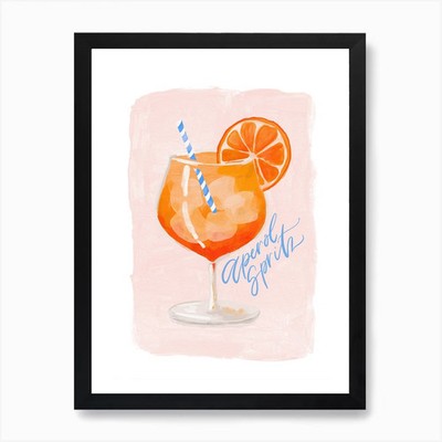 Aperol Spritz Cocktail Kunstdruck gerahmt Wandbild Poster Leinwanddruck Bild