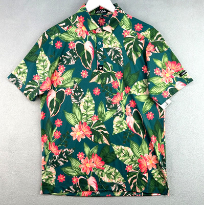 Bad Birdie Polo Small Green Bad Botanist Golf Shirt UPF50+ Floral Print $78
