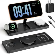 Foldable 3 in 1 Charging Station for Magsafe, Phone and Watch Charger Stand for