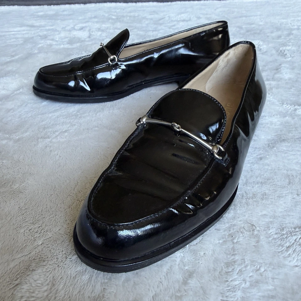 Geniune GUCCI Womens Black Patent Leather Slim Horsebit Loafers Sz 8B - Image 3 of 4