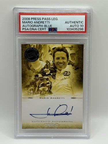 2008 Press Pass Legends Blue STP Corporation Mario Andretti /173 Auto PSA 10