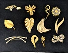 Vintage Brooches Lot of 12 Costume Jewelry 4 Signed Trifari Kramer Coventry AK