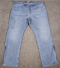 Men's Relaxed Straight Jeans 48X34 Goodfellow Blue Leg Zippers ONLY 1 POCKET