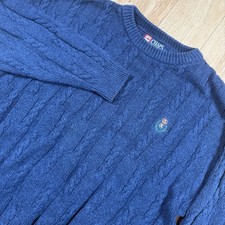 Vtg 90s Chaps Ralph Lauren Cable Knit Sweater Mens XL Cotton Crest Logo USA Made
