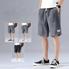 Pantalones cortos de seda de hielo para hombre, pantalones cortos deportivos fin