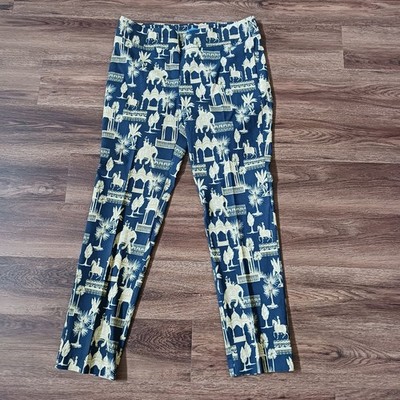 J. McLaughlin Pants Sz 14 Stretch Pull On Masie Back Pockets Blue Desert Toile
