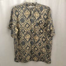 Vintage Geo Print Silk Shirt Size Large by Stock Options