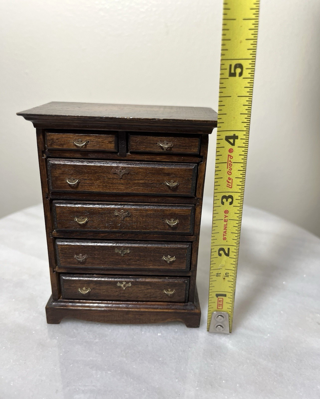 Vintage Artisan Dollhouse Chippendale Dresser Chest Of Drawers 1:12 Miniature