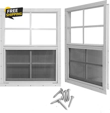 12" X 18" Shed Windows with Tempered Glass and Fiberglass Screen, 2 Pack Smal
