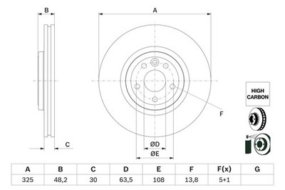 Bosch 0 986 479 G96 Brake Disc for Jaguar