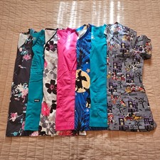 Medical Scrubs Lot of 7 Assorted Scrub Tops Women's Size Small  1 X Small