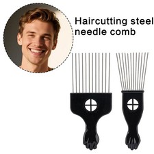 1pcs Haircutting Steel Needle Comb Wide Tooth Afro Pick for Men Hair Styli WXN