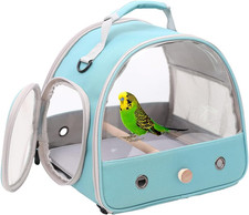 Small Bird Travel Cage, Portable Parrot Parakeet Carrier, w/ Standing Perch, Mat