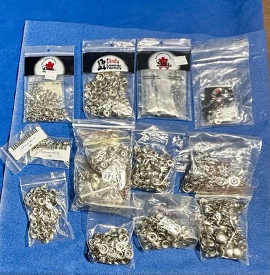 Vtg Lot Tandy Leather Factory etc Rivets Snaps Fasteners Spots Studs Nickel NOS